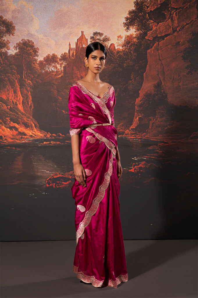 Handwoven Garnet Silk Saree