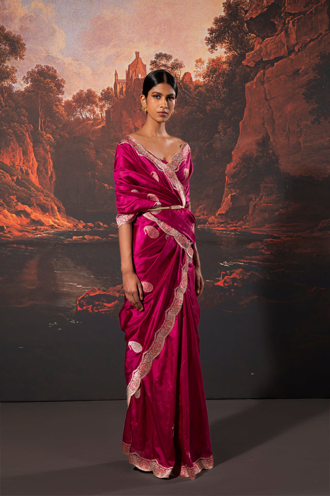 Handwoven Garnet Silk Saree