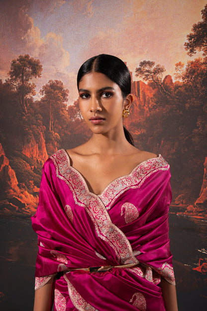 Handwoven Garnet Silk Saree
