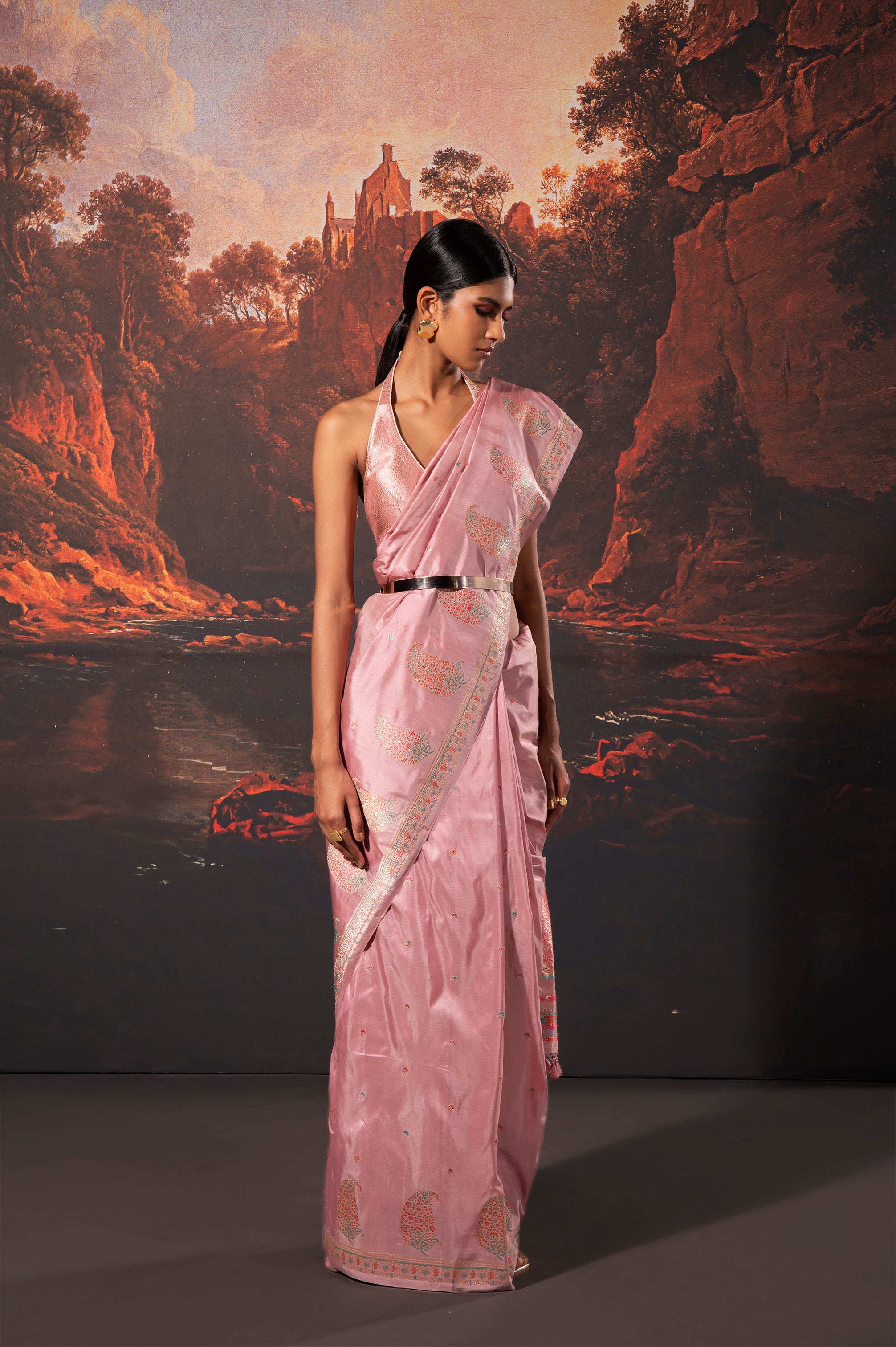 Mauve Pink Digital Printed Silk Saree – SHANGRILA DESIGNER