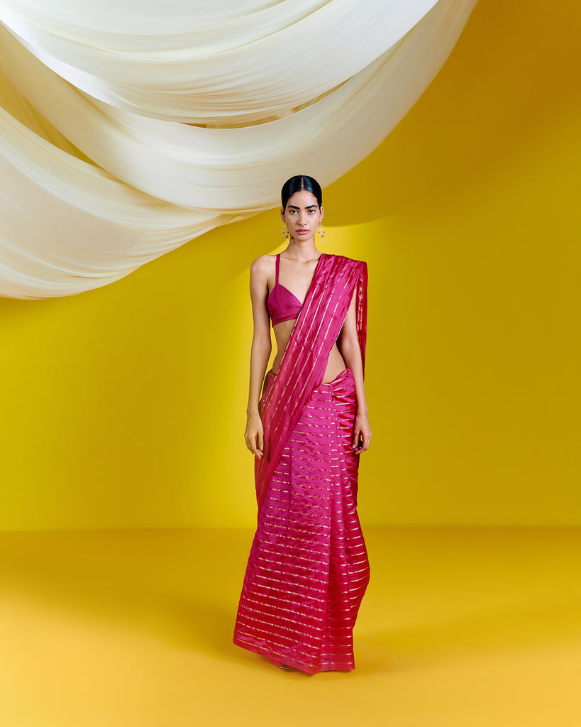 Handwoven Pink Silk Saree