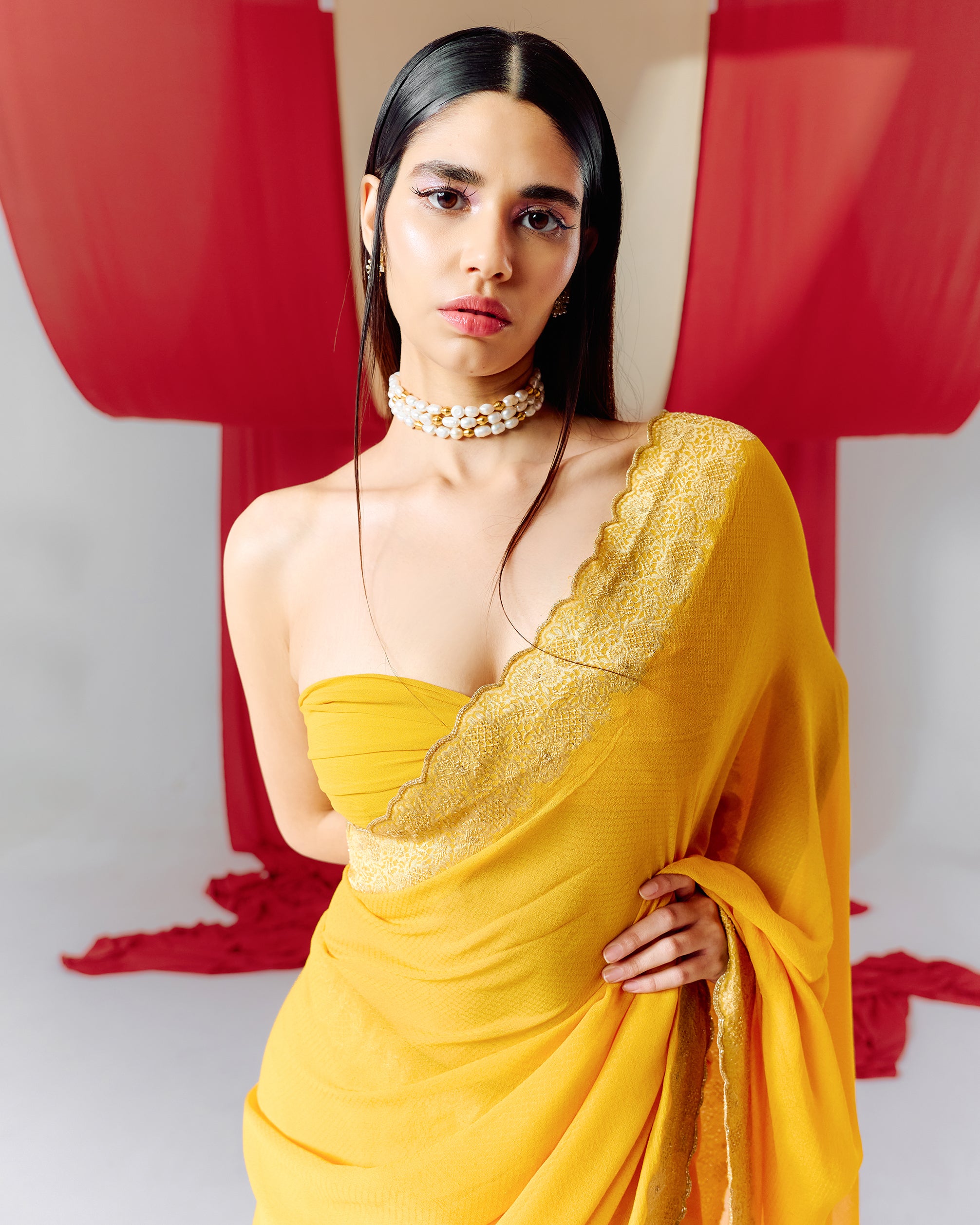 Shop Yellow Georgette Saree for Women Online from India's Luxury Designers  2024