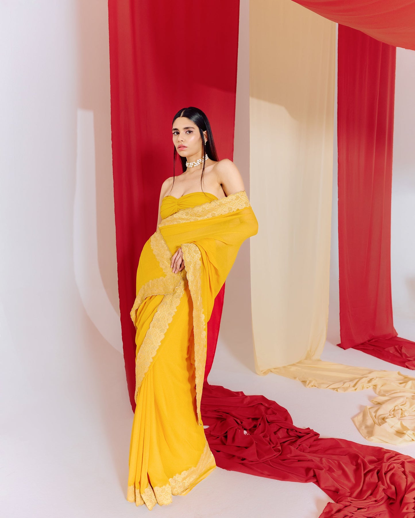 Handwoven Yellow Georgette Saree