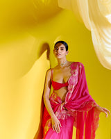 Handwoven Pink Georgette Saree