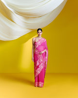 Handwoven Pink Georgette Saree