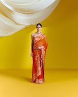Handwoven Orange Georgette Saree