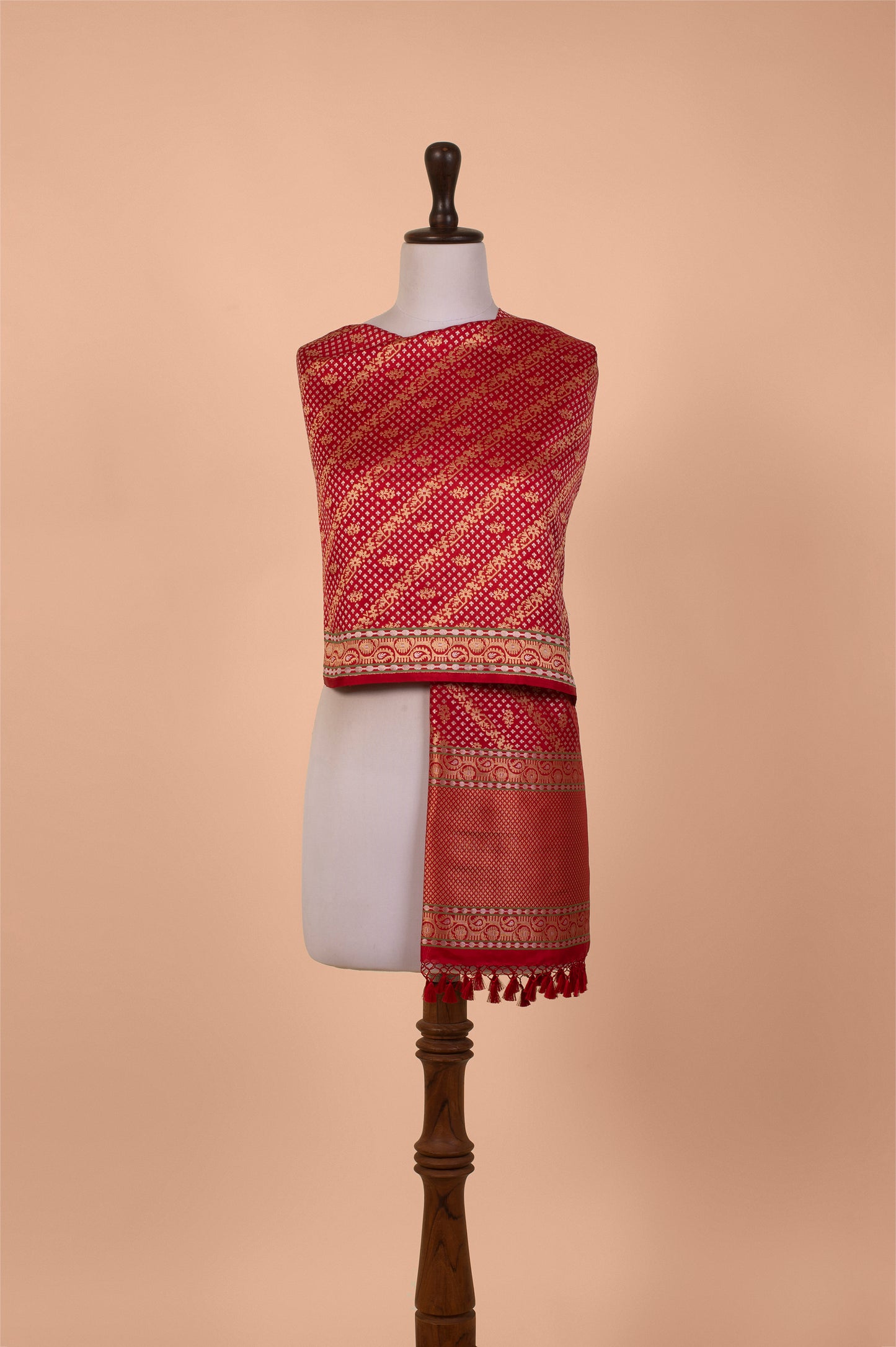 Handwoven Red Silk Dupatta