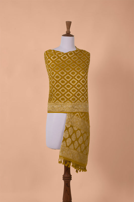 Handwoven Yellow Georgette Dupatta