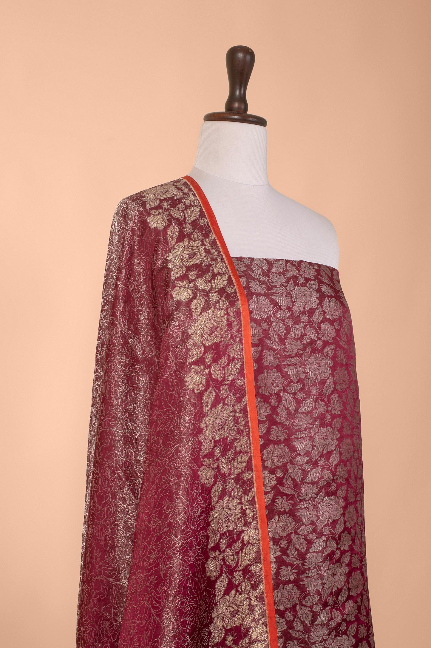 Handwoven Garnet Silk Suit Piece