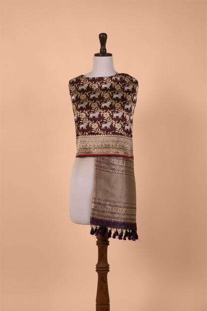 Handwoven Garnet Silk Dupatta
