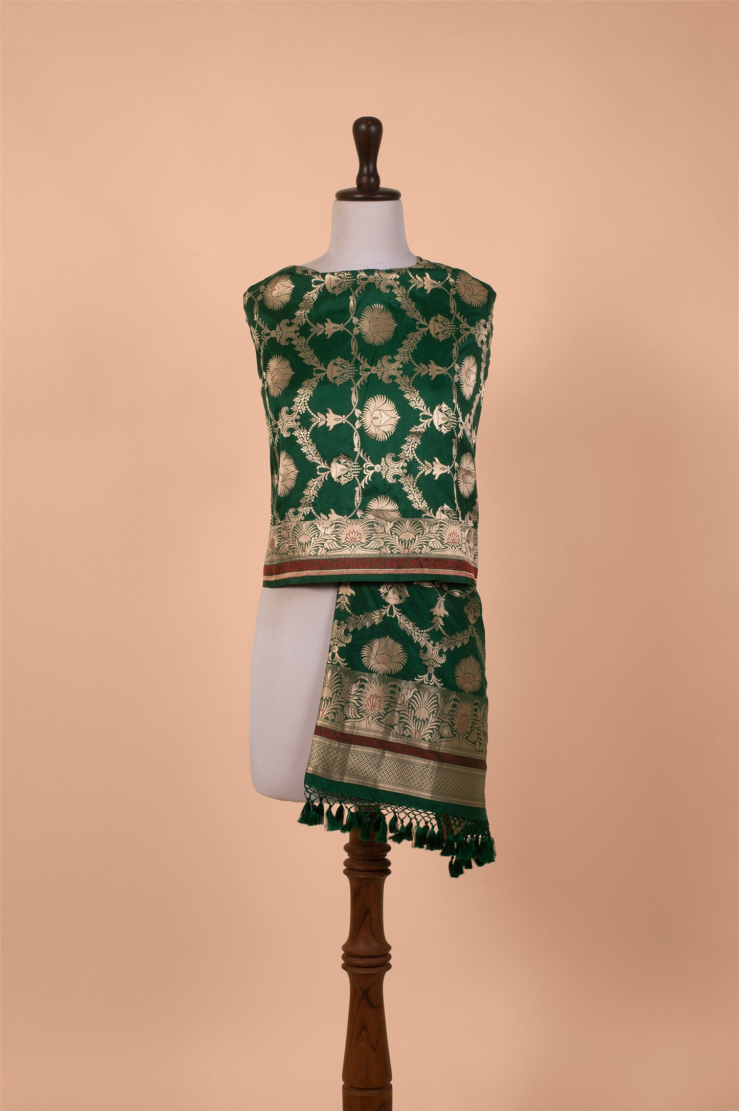 Handwoven Green Silk Dupatta