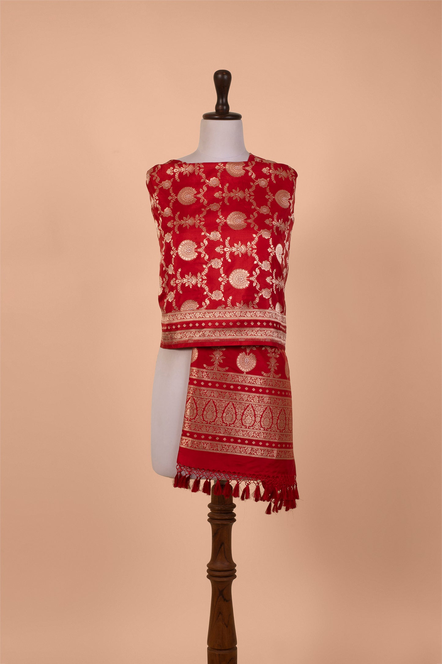 Handwoven Red Silk Dupatta