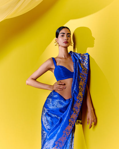 Handwoven Blue Silk Saree