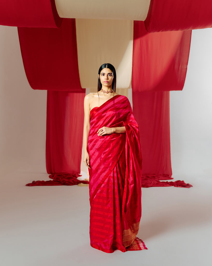 Handwoven Red Silk Saree