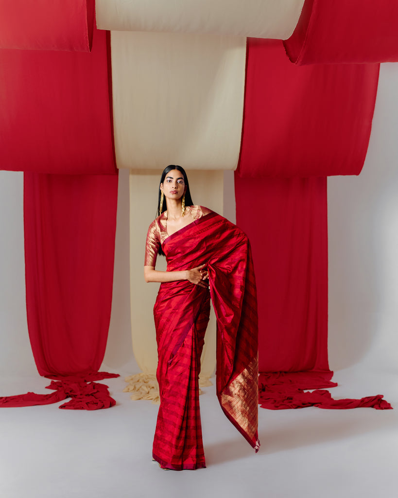 Handwoven Red Silk Saree