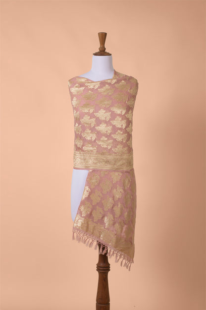 Handwoven Peach Georgette Dupatta