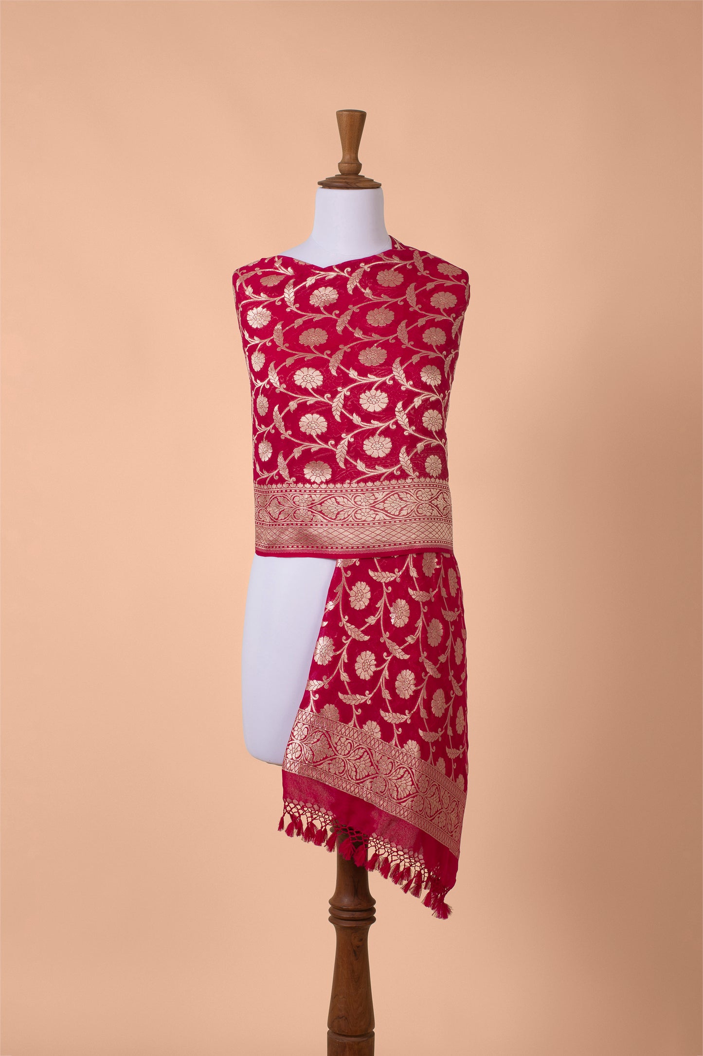 Handwoven Red Georgette Dupatta