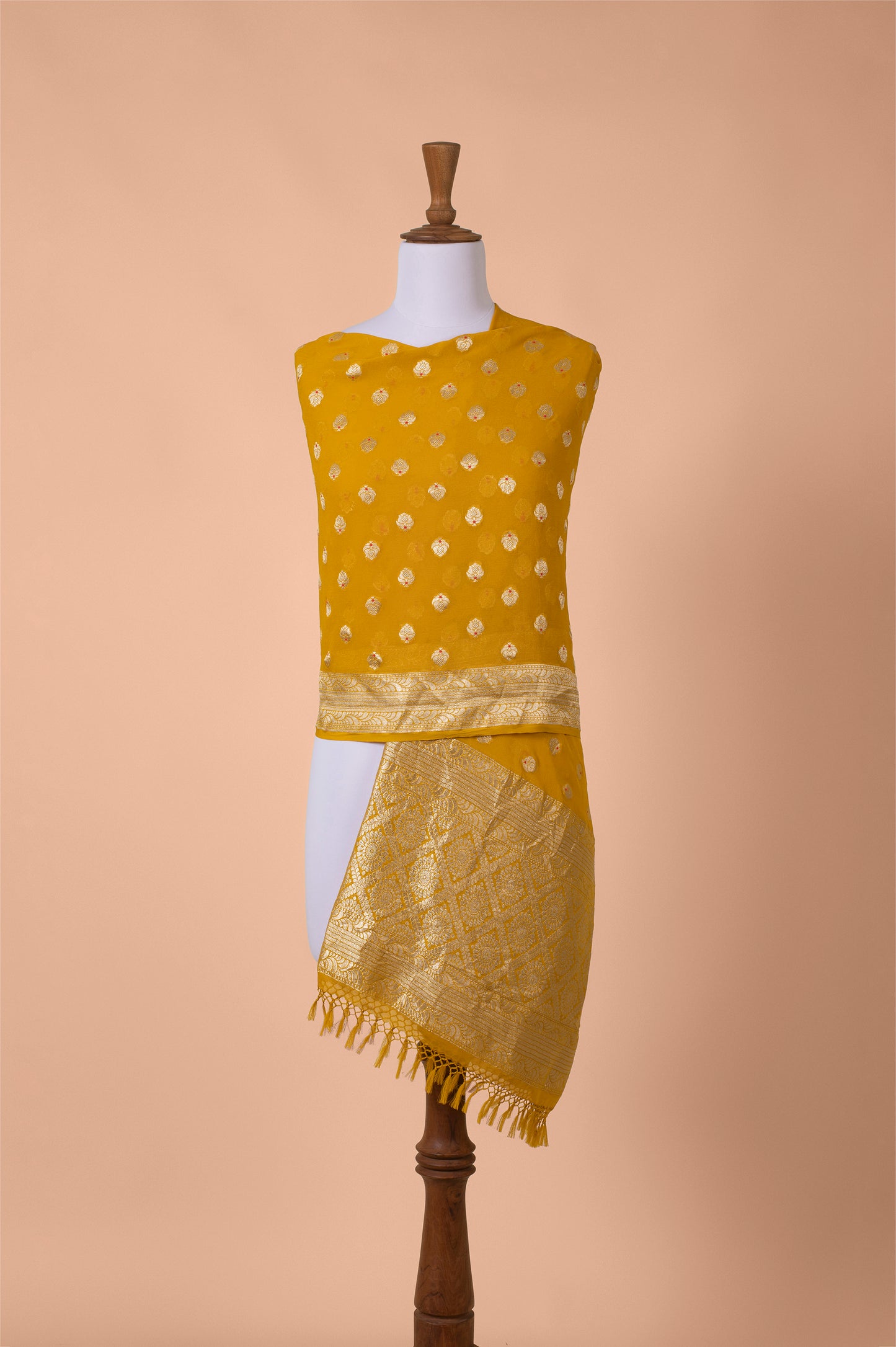 Handwoven Yellow Georgette Dupatta