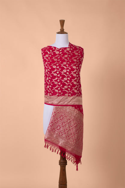 Handwoven Pink Georgette Dupatta