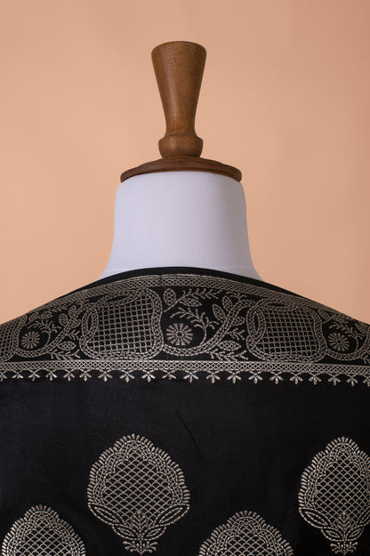 Handwoven Black Silk Dupatta