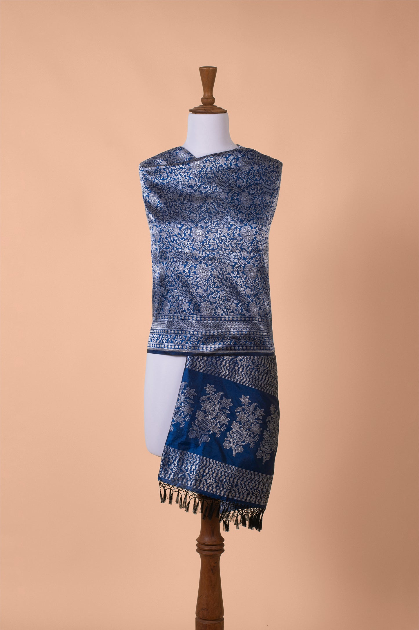 Handwoven Blue Silk Dupatta