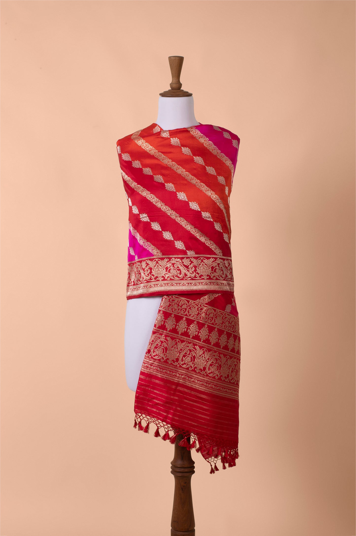 Handwoven Red Silk Dupatta