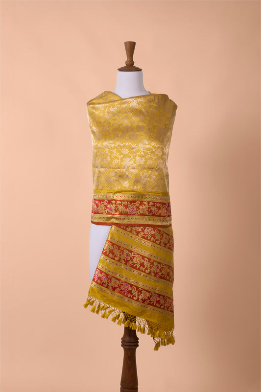 Handwoven Yellow Silk Dupatta