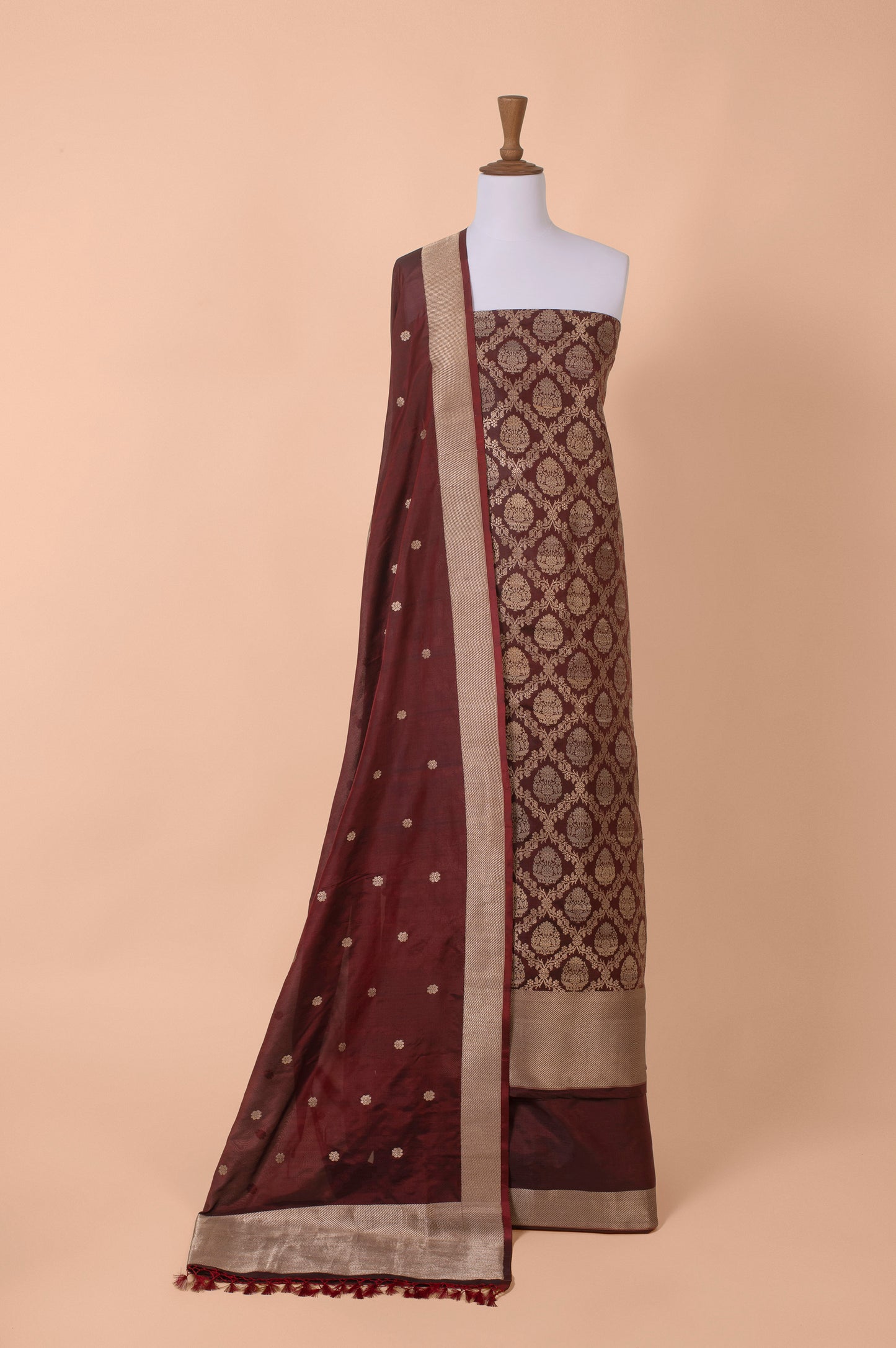 Handwoven Garnet Silk Suit Piece