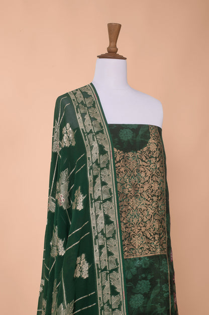 Handwoven Green Silk Suit Piece