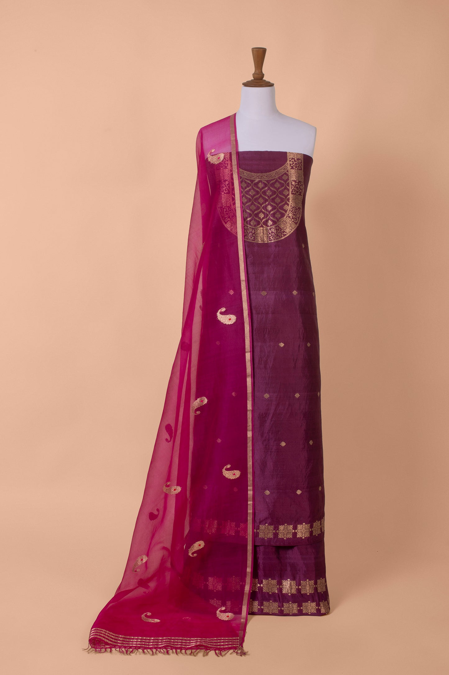 Handwoven Purple Silk Suit Piece
