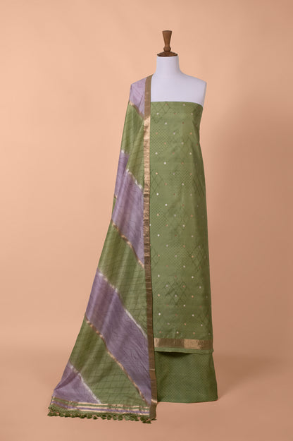 Handwoven Green Silk Suit Piece