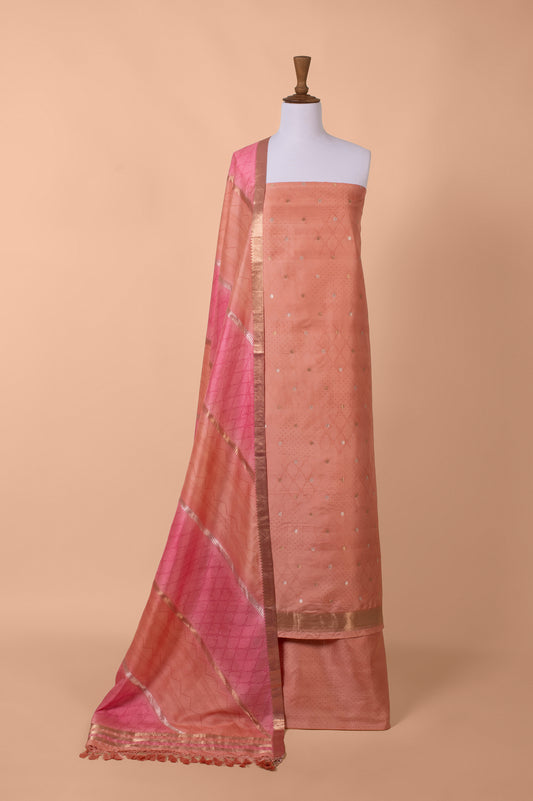 Handwoven Pink Silk Suit Piece