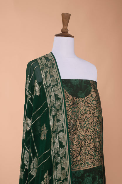 Handwoven Green Silk Suit Piece