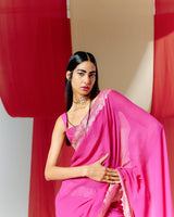 Sraddha Srinath In Handwoven Pink Georgette Saree