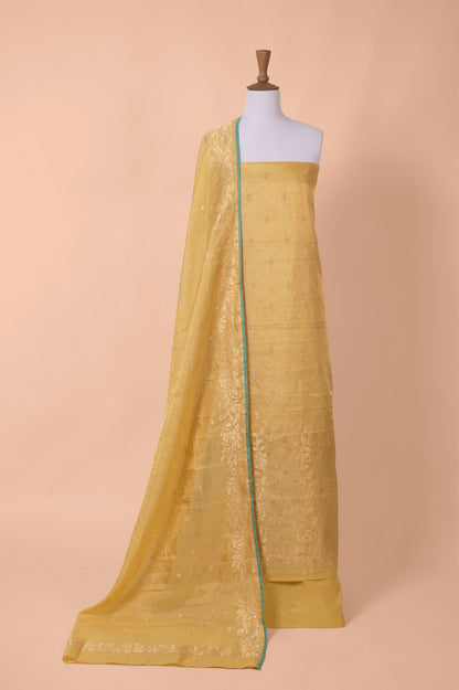 Handwoven Yellow Tissue Silk Suit Piece