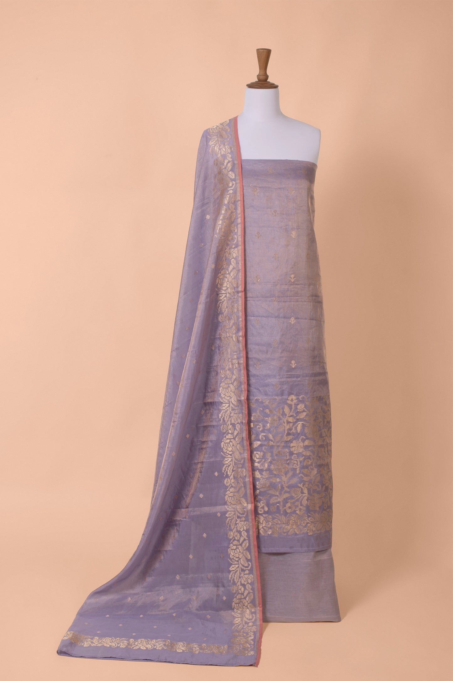 Handwoven Mauve Tissue Silk Suit Piece