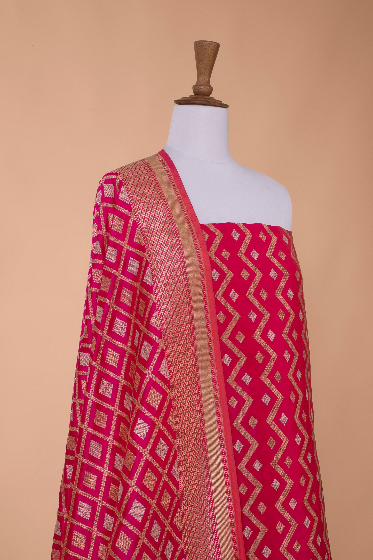 Handwoven Pink Silk Suit Piece