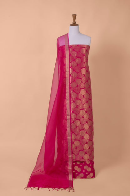 Handwoven Pink Silk Suit Piece