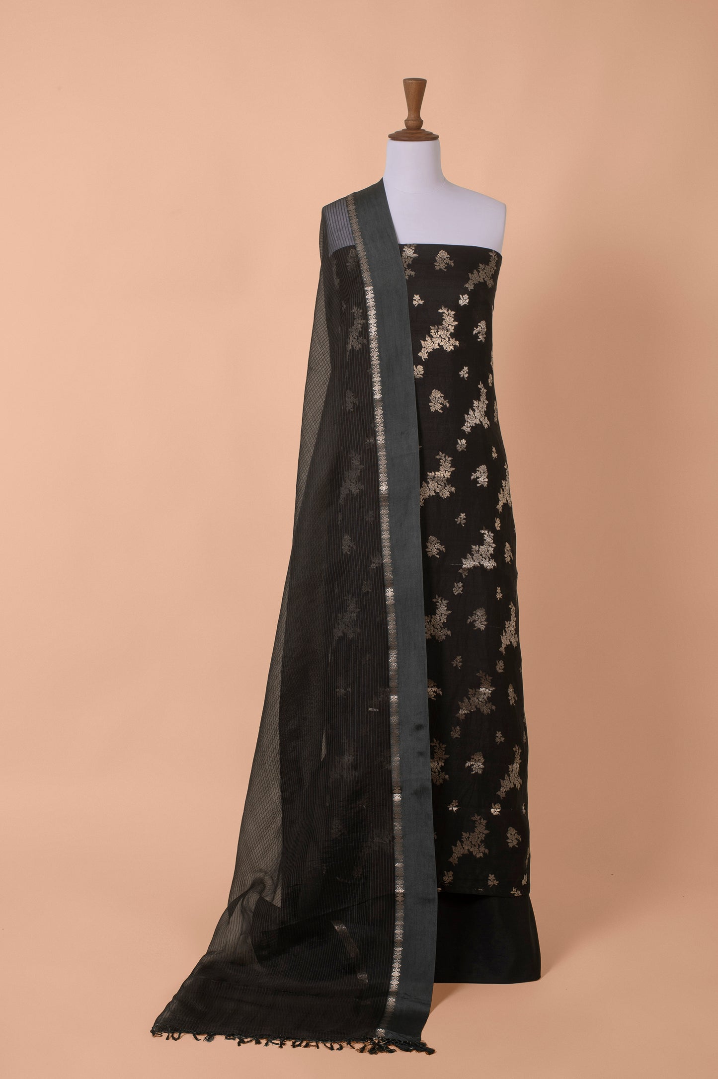 Handwoven Black Silk Suit Piece