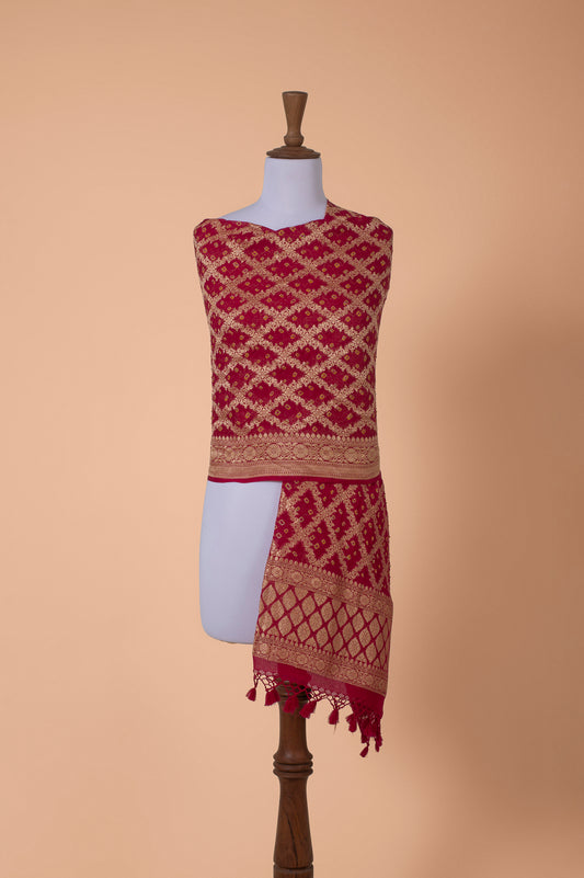 Handwoven Red Georgette Dupatta