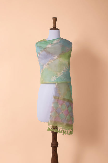 Handwoven Green Organza Dupatta