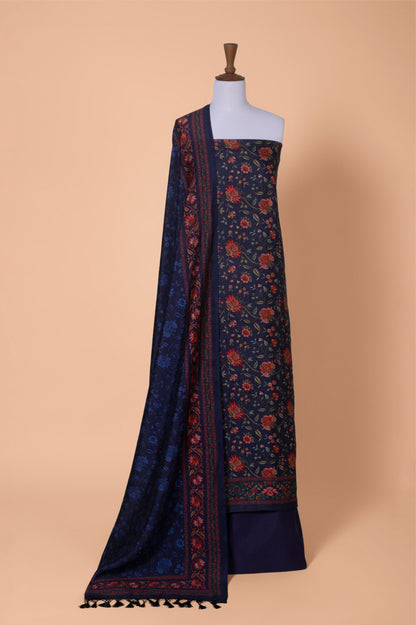 Handwoven Blue Cotton Silk Suit Piece