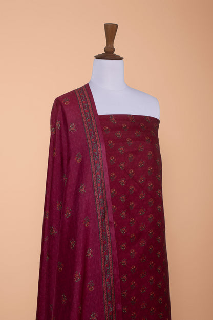 Handwoven Red Cotton Silk Suit Piece