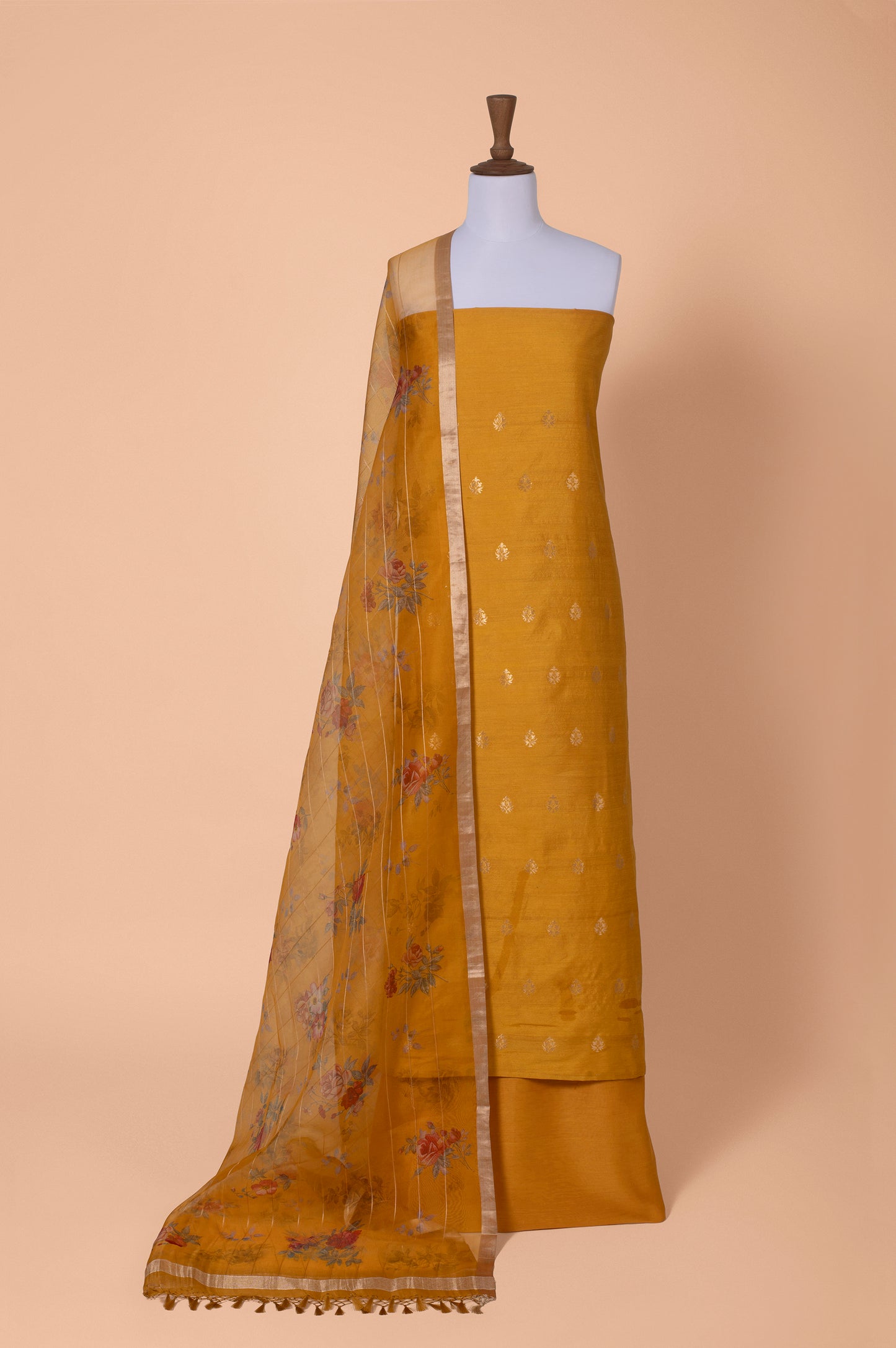 Handwoven Yellow Tussar Silk Suit Piece