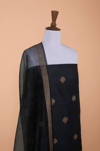 Handwoven Black Tussar Silk Suit Piece
