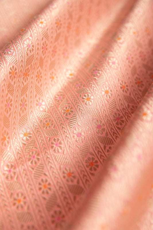 Handwoven Peach Silk Fabric