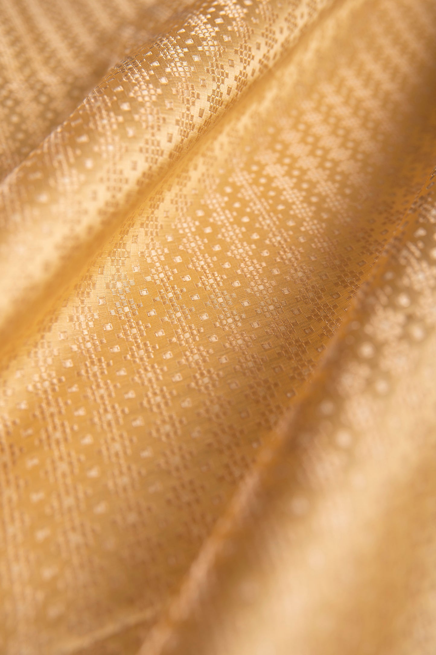 Handwoven Yellow Satin Silk Fabric