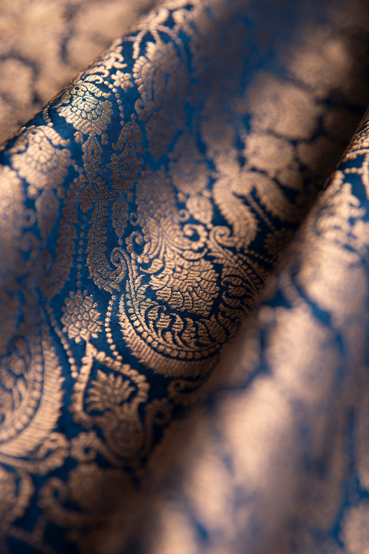 Handwoven Blue Silk Fabric