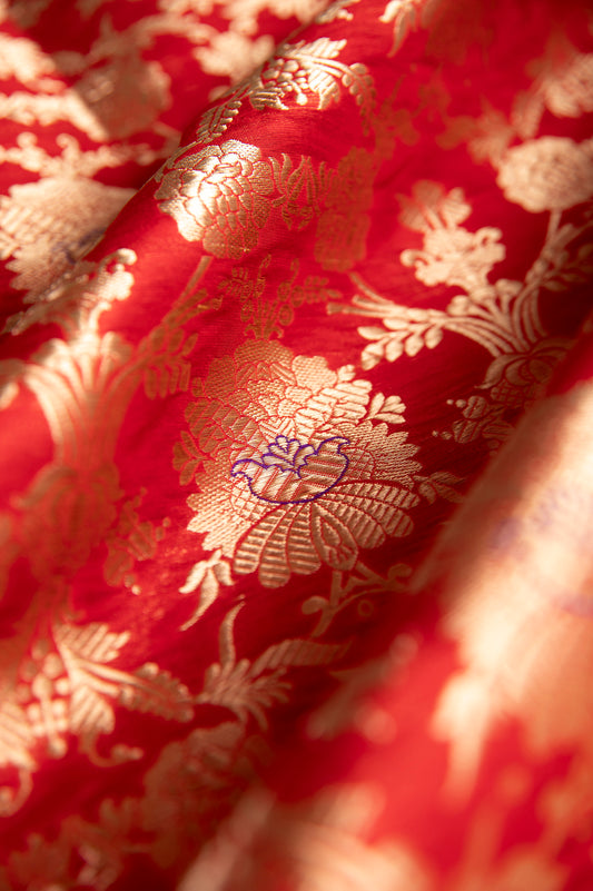 Handwoven Red Silk Fabric