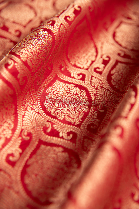 Handwoven Red Silk Fabric